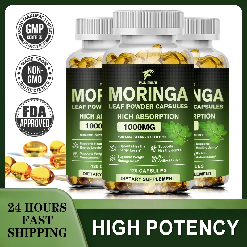 Organic Moringa Oleifera Capsules, Moringa Leaf, Energy, Superfood Antioxidant, Metabolism, & Immune Support