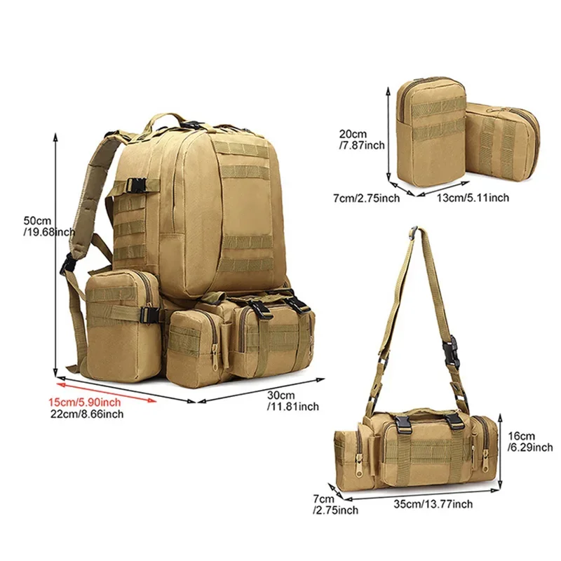 Hot Sell Military Tactical Army Backpack Unisex Four In One Combination Pack Outdoor Hiking Cycling Camping Hunting Accessories