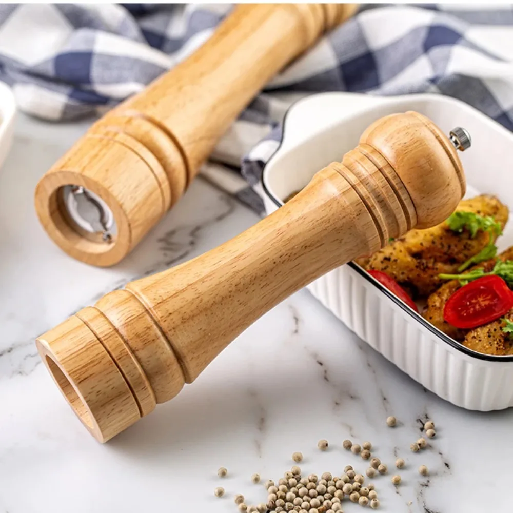 

5/8/10 Inch Pepper Grinding Bottle Adjustable Particle Size Ceramic Grinding Core Pepper Grinder Oak Salt and Pepper Mill Steak