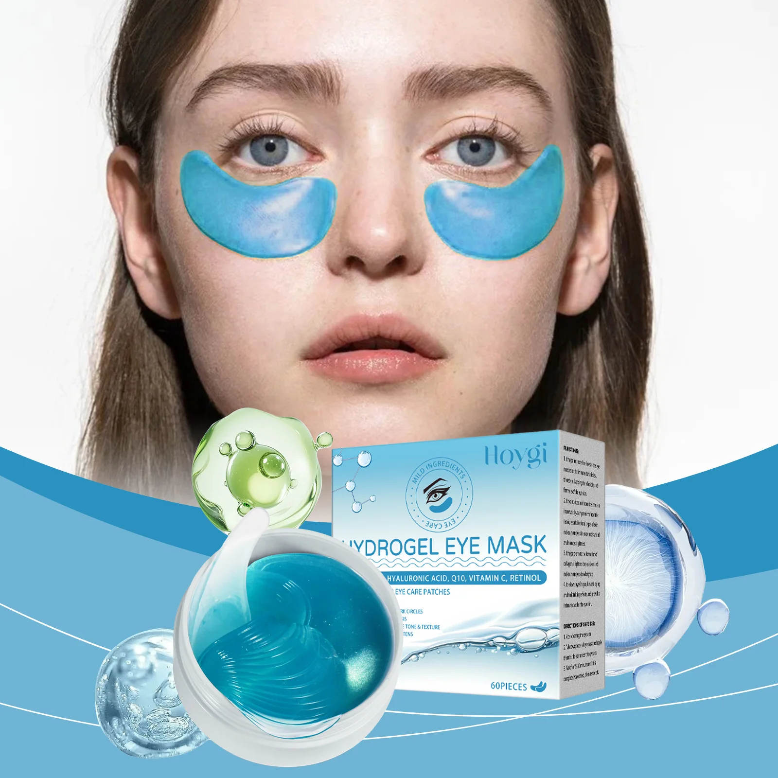 60PCS Retinol Eye Masks Firming Eye Bags Anti Dark Circles Fine Lines Removal Moisturizing Anti Wrinkle Skin Care Eye Patches