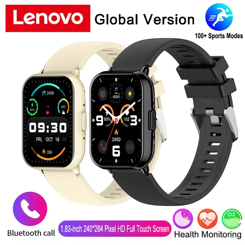 Global Lenovo New Z169 Smartwatch 1ATM Waterproof Men Women HD Bluetooth Call heart Rate Sleep Recording Multi Sport Watch Ring