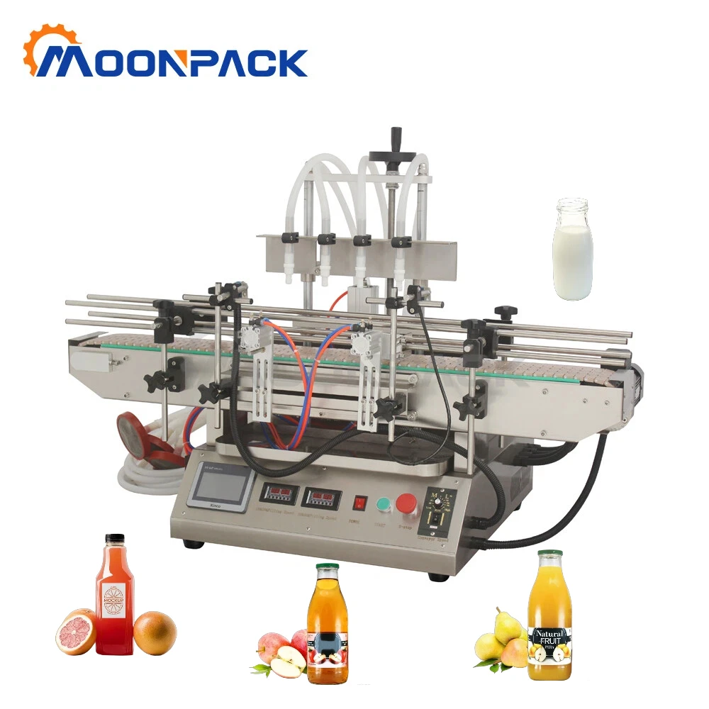 Moonpack TFM-120Y-4 Filling Machine Pneumatic Pure Water  Milk Liquid Juice Automatic Food Four Head Toner Jars Filling Machine