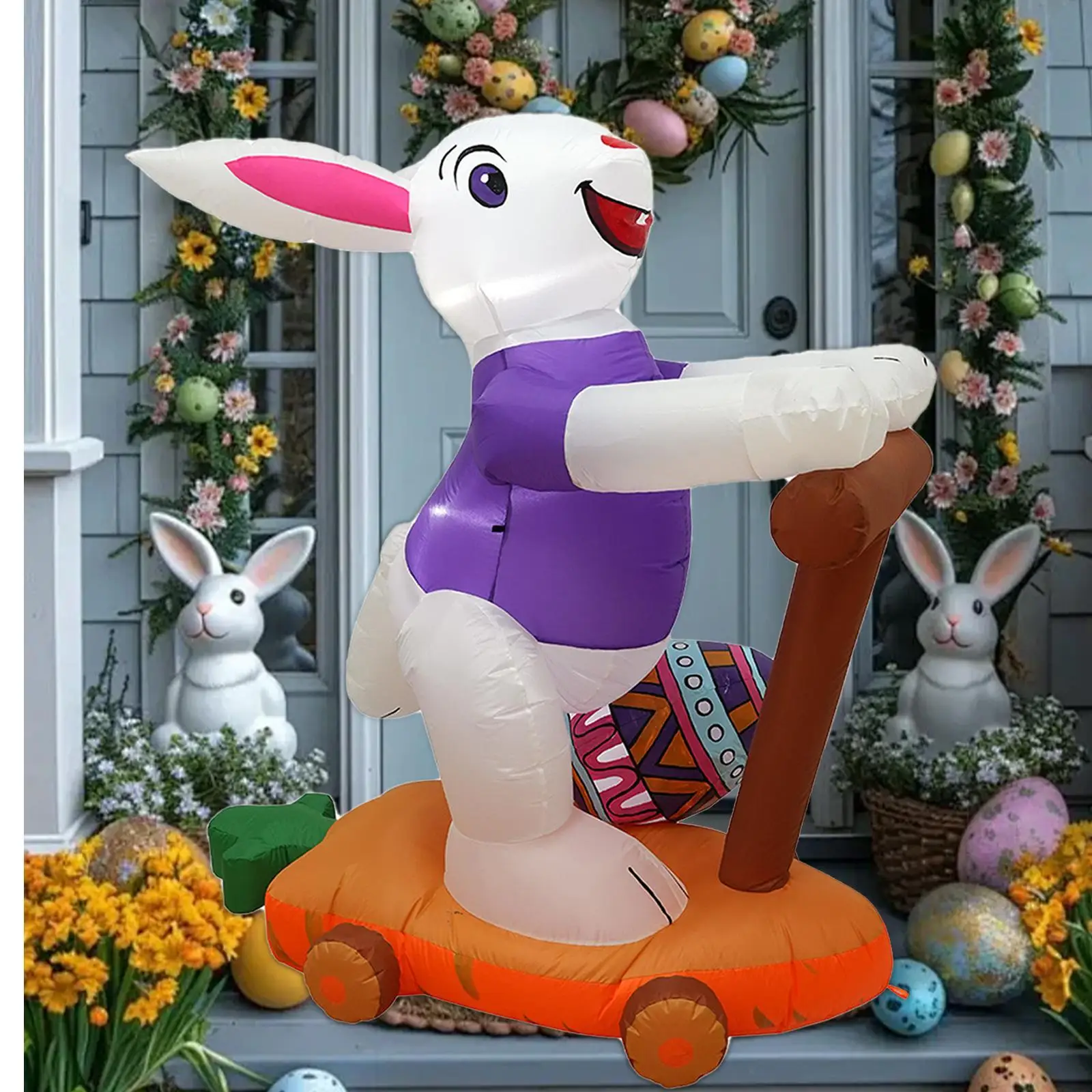 Easter Bunny Inflatable Outdoor Decoration Decorative 5 ft Easter Yard Decoration Ornament for Home Yard Patio Backyard Lawn