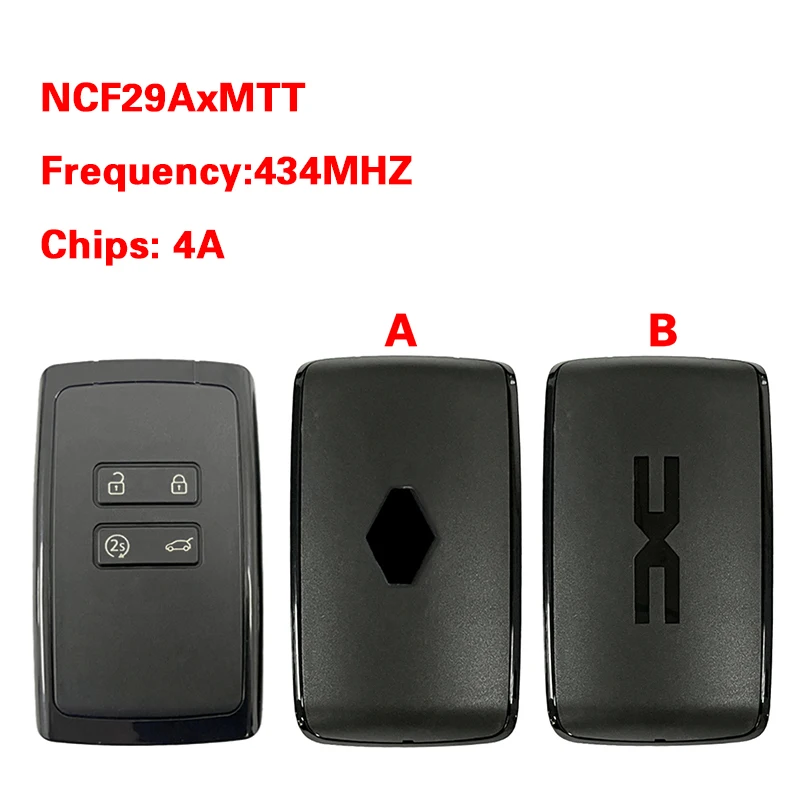CN010090 Original 4 Button Smart Card FCC NCF29AxMTT 4A Chip 434MHz For R-enault Megane