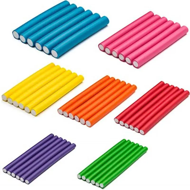 42Pcs No Heat Twist Rollers Flexible Foam Hair Curling Rods Soft Bendable Hair Curlers DIY Salon Home Hair Styling Tools