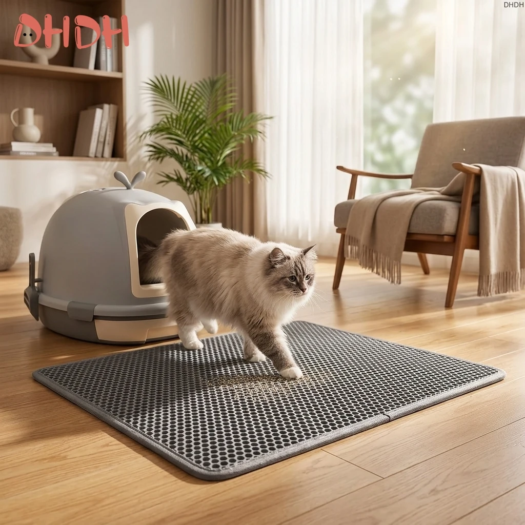 Premium Doppelschichtige Wasserdichte Haustier-Streumatte mit Rutschfester Katzenstreu-Unterlage, Waschbare Bettmatte, Sauberheitsunterlage, Hochwertige Produkte