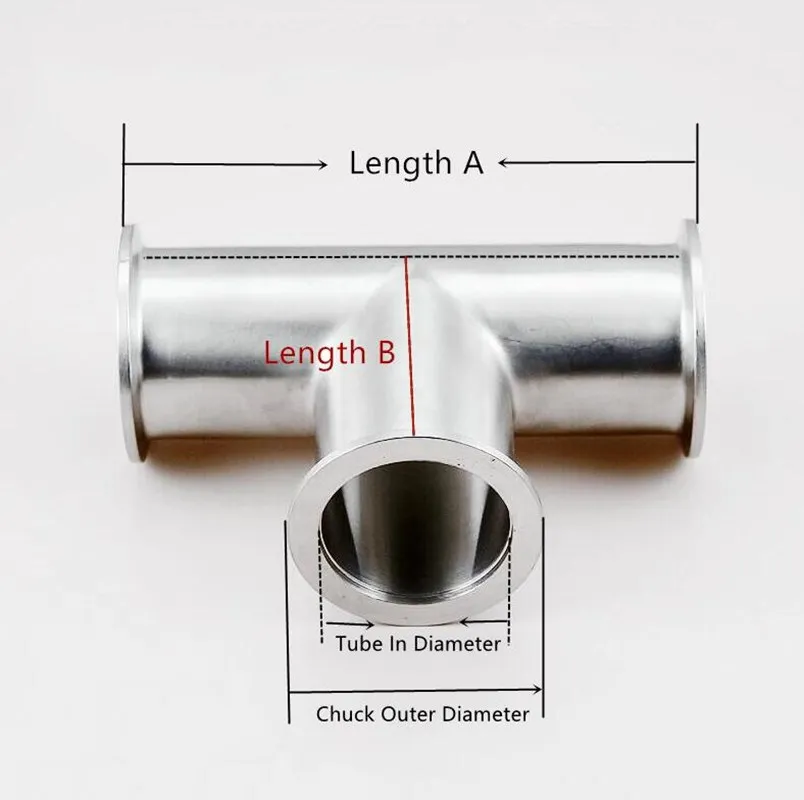 KF16 KF25 KF40 KF50 Flange Equal Straight Tri Clamp Tee Stainless Steel Sanitary 3 Way Tee Ferrule Pipe Tee Connector Fitting