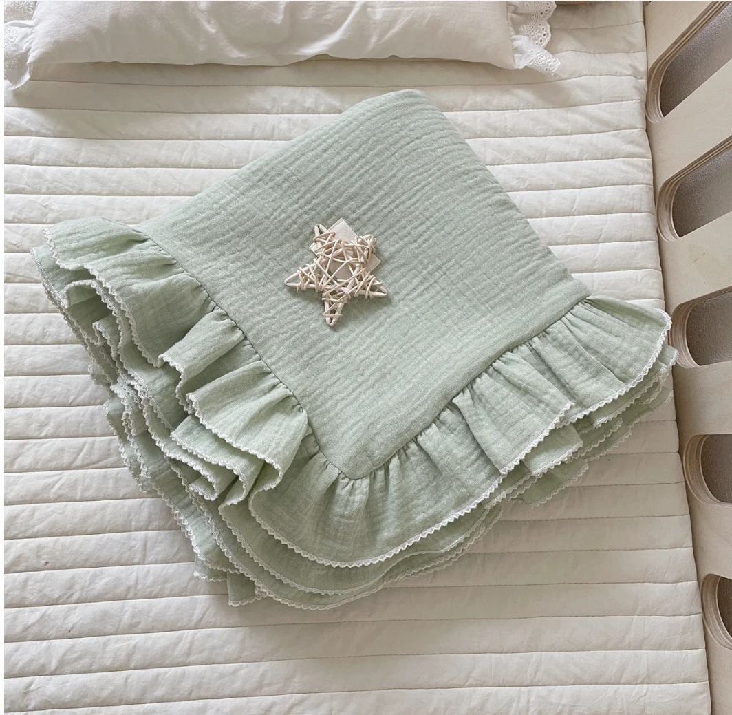 

SummerBaby Blanket Newborn Muslin Swaddle Blankets For Boy Girl Cotton Soft Ruffle Nursery Receiving Blanket For Bed Crib Quilt