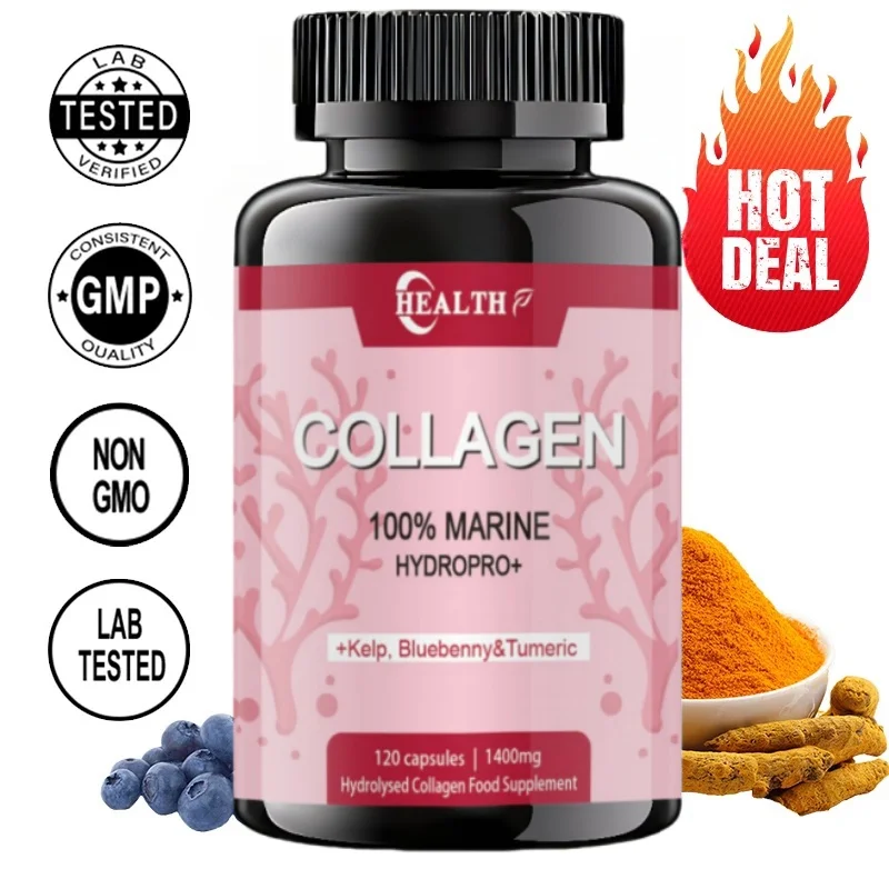 Marine Hydrolyzed Collagen Caps Strong Whitening Reduce Dull Skin Supplement Collagen Anti-oxidation Anti-aging Enhance Immunity