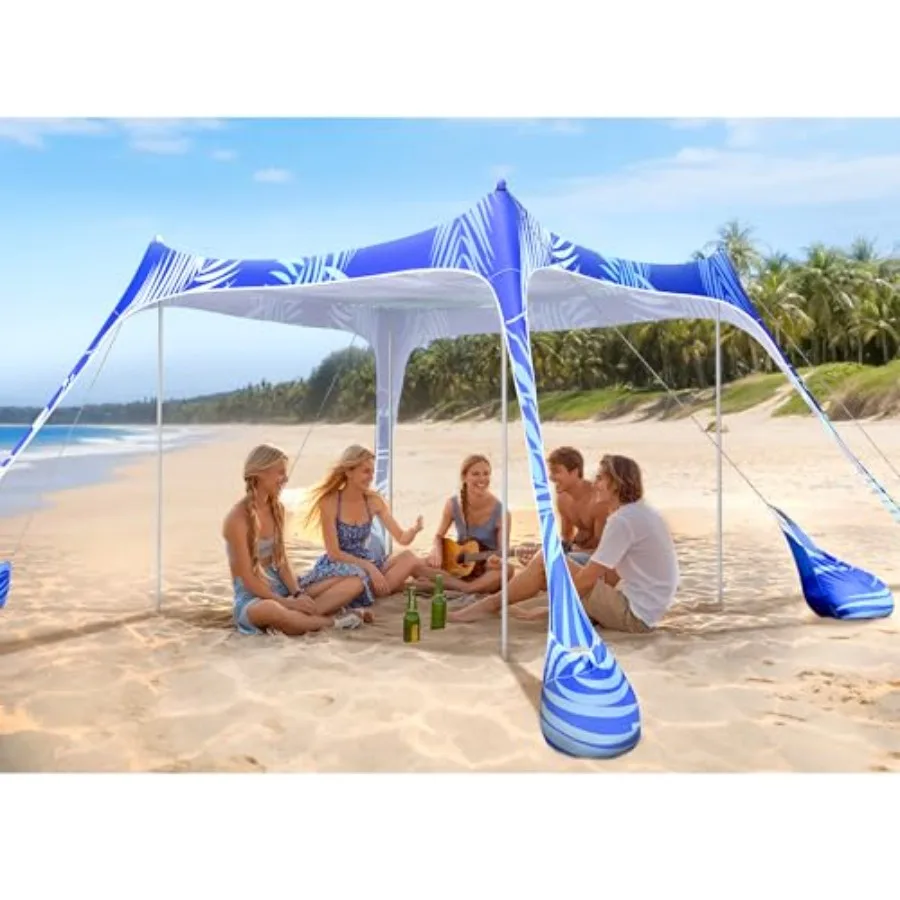 

Beach Tent Sun Shelter - UPF 50+ UV Protection 8 Sandbags Easy Setup Portable Beach Shade Canopy for Family Picnic Camping Trav