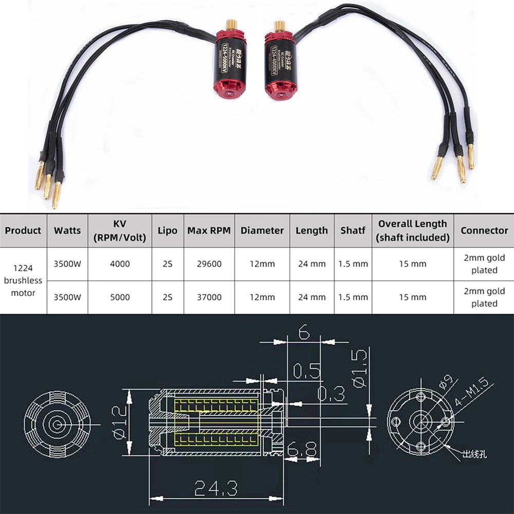 9IMOD-Motor ESC sin escobillas Combo AM32 30A Mini ESC 1224/1621/2204, Motor Outrunner para coche trepador de control remoto 1/18 1/24 Axial SCX24 TRX4M