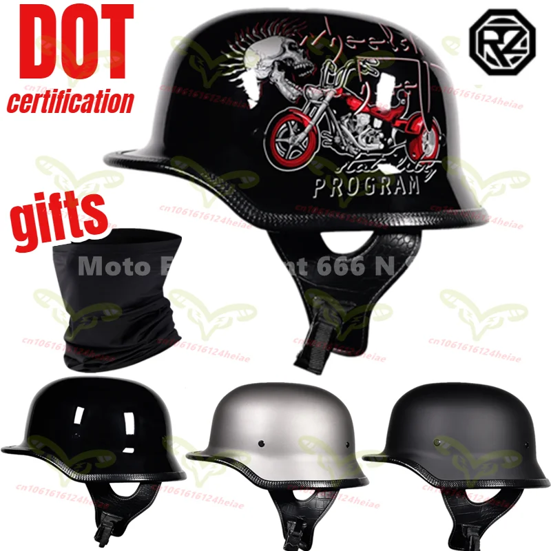 

ORZ 309 Motorcycle Helmet Adult Retro Cruise Half Helmet German Style Soldier Helmet Approved By DOT cascos para moto