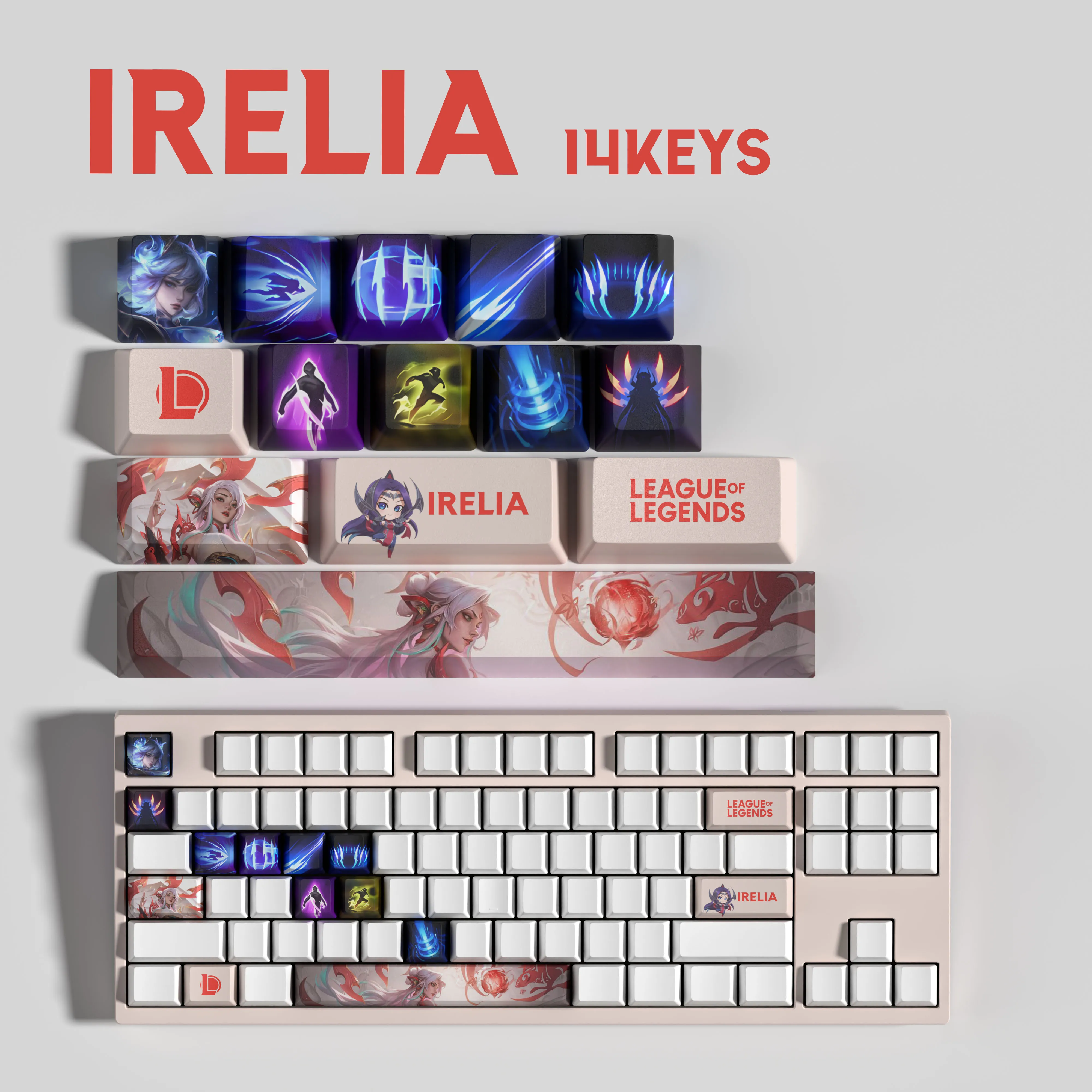 

IRELIA KEYCAPS Новый дизайн колпачков для клавиш League of Legends14KEYCAPS OEM-профильные колпачки для механической клавиатуры