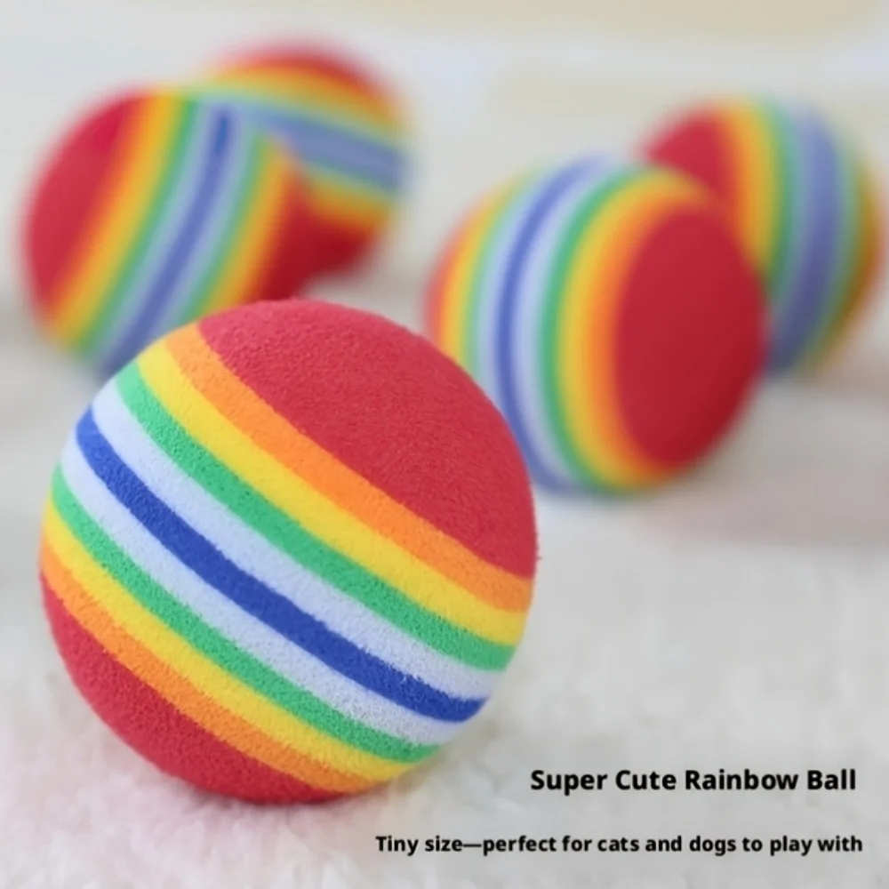 1/9 Stück Katzenspielbälle zur Selbstunterhaltung, Langeweilebekämpfung, Regenbogenfarben, Schaumstoff-Teasing-Bälle für Kätzchen, interaktive Spielzeuge, lustiges Haustiergeschenk – Detail 6