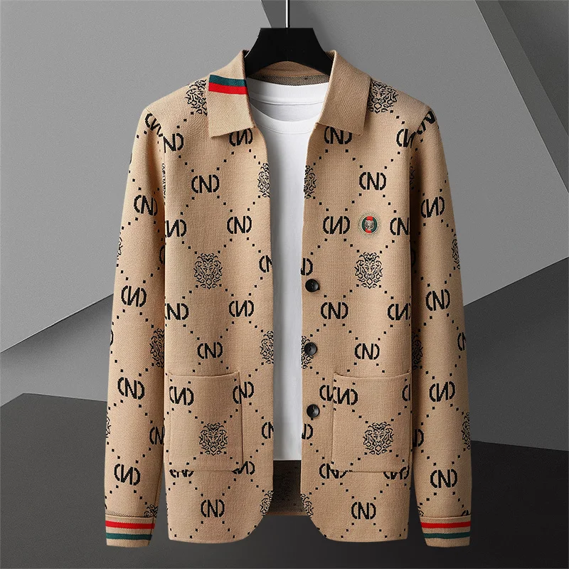 2024 New Fall Winter Luxury Cardigan Men Korean Slim Fit Sweater Fashion Soft Warm Wool Knit Cardigans Handsome Male Jacket Coat