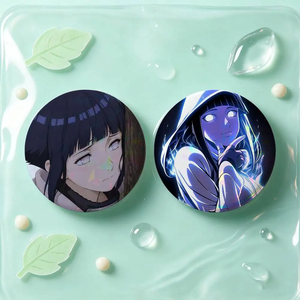 Anime Naruto Cute Hinata Hyuga Badges 25 32 44 58 75 mm Round Cosplay Pin Bag Decor Fans Collect Friends Gifts Brooch Souvenir
