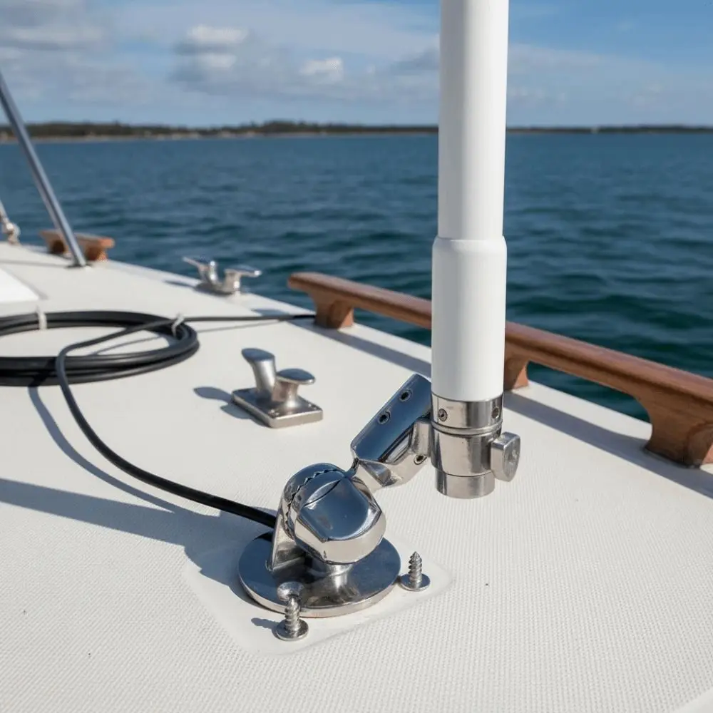 316 Stainless Steel Antenna Base 25mm Round 7/8 Inch Marine Mount Deck Base Adjustable Design Antenna Ratchet