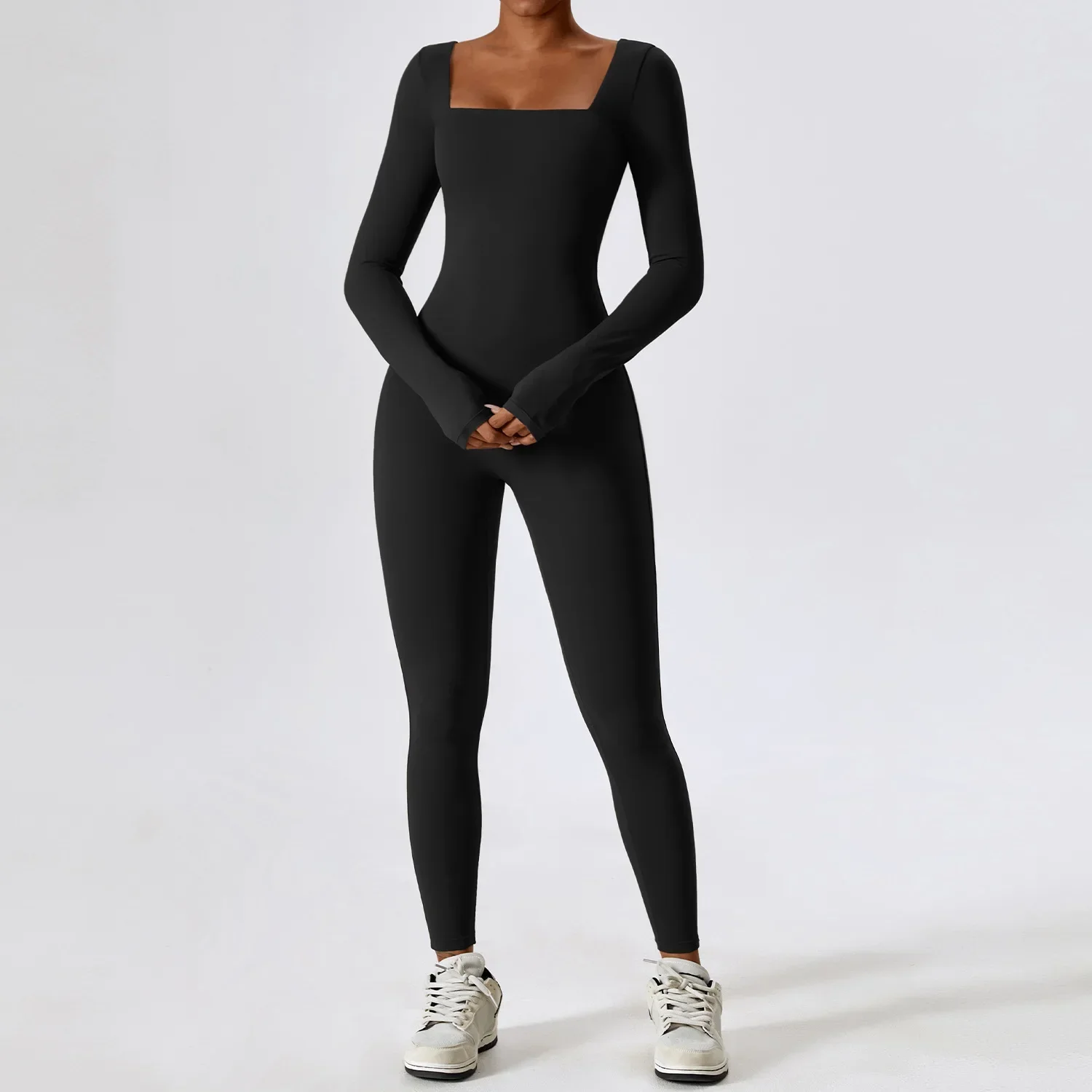 

Jumpsuit Gym Workout Yoga Clothes Dance Fitness Long Sleeved One Piece Sports Jumpsuit Sexy Tight Boilersuit Women Tracksuit