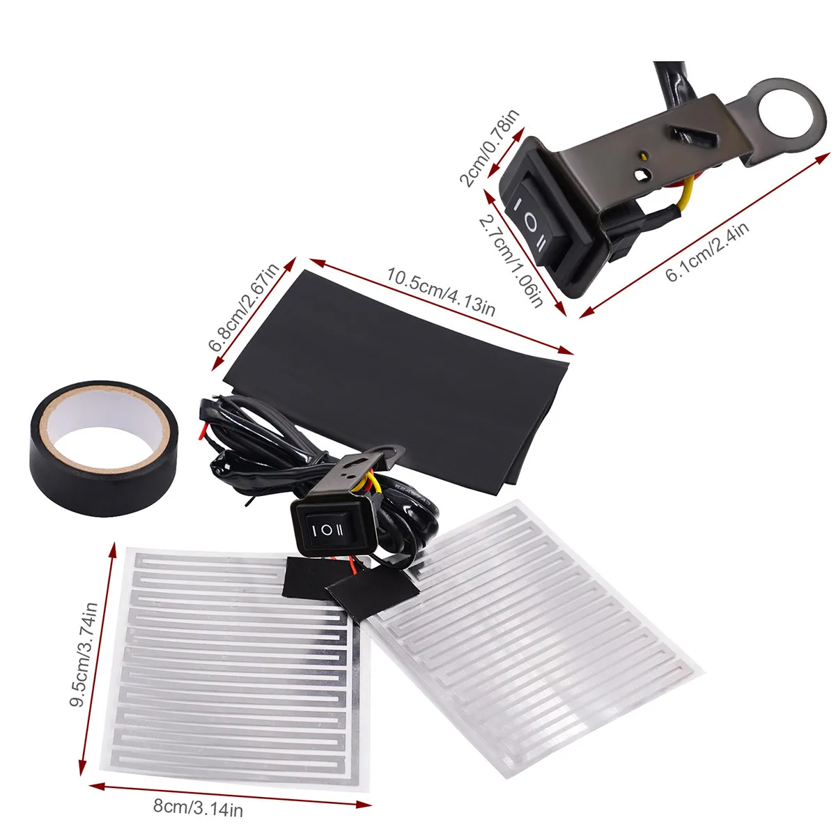 12V Motorcycle Electric Heating Handle Pad Fast Heat Pet Metal Film Three Speed Adjustable Switch Heating Handlebar Insert Kit 3
