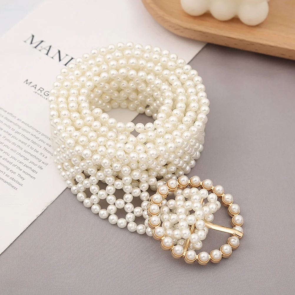 1 قطعة حزام خصر نسائي لؤلؤي حزام خصر أنيق حزام ملابس مزخرف حزام خصر أنيق للنساء #2