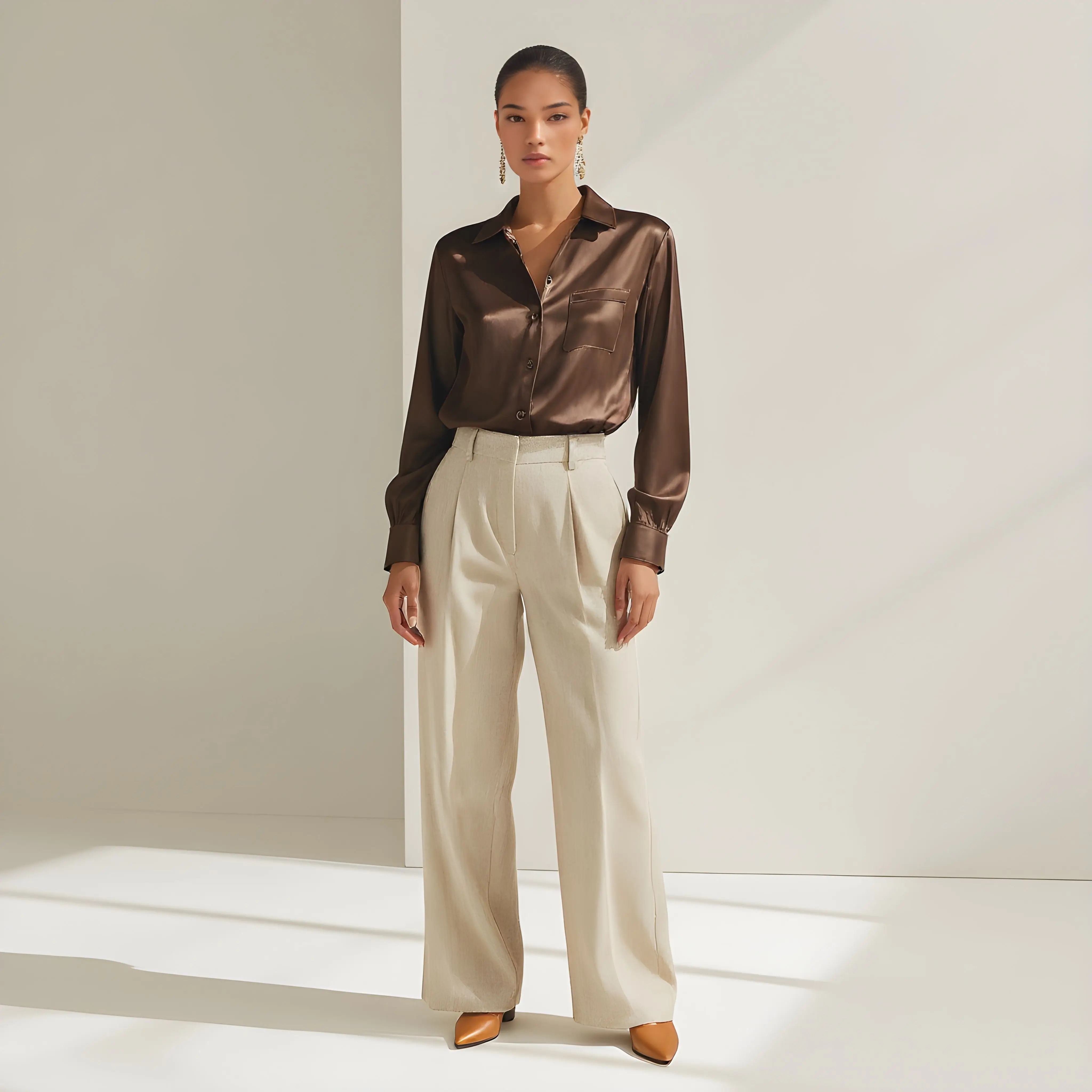 秋冬シャツ カジュアルフィット 襟スタイル レディーストップ 快適な通気性素材 ファッショナブルなカジュアルウェア