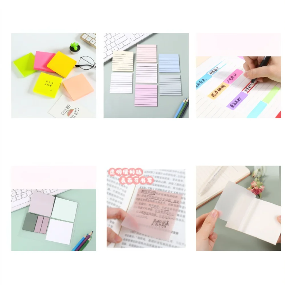 Waterproof Round Transparent Sticky Notes PET Colorful Memo Pad For Office Stationery School Notebook Supplies Easy Removal