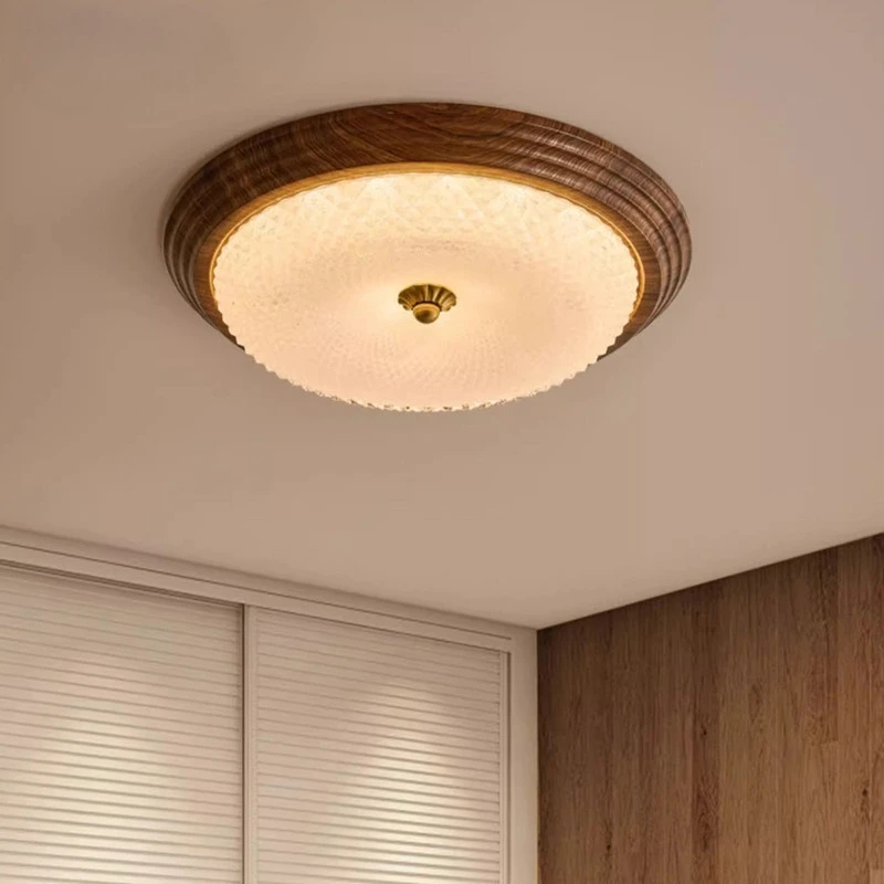 

Mid ancient style American retro bedroom light Japanese wabisabi style walnut color master bedroom hallway balcony ceiling light