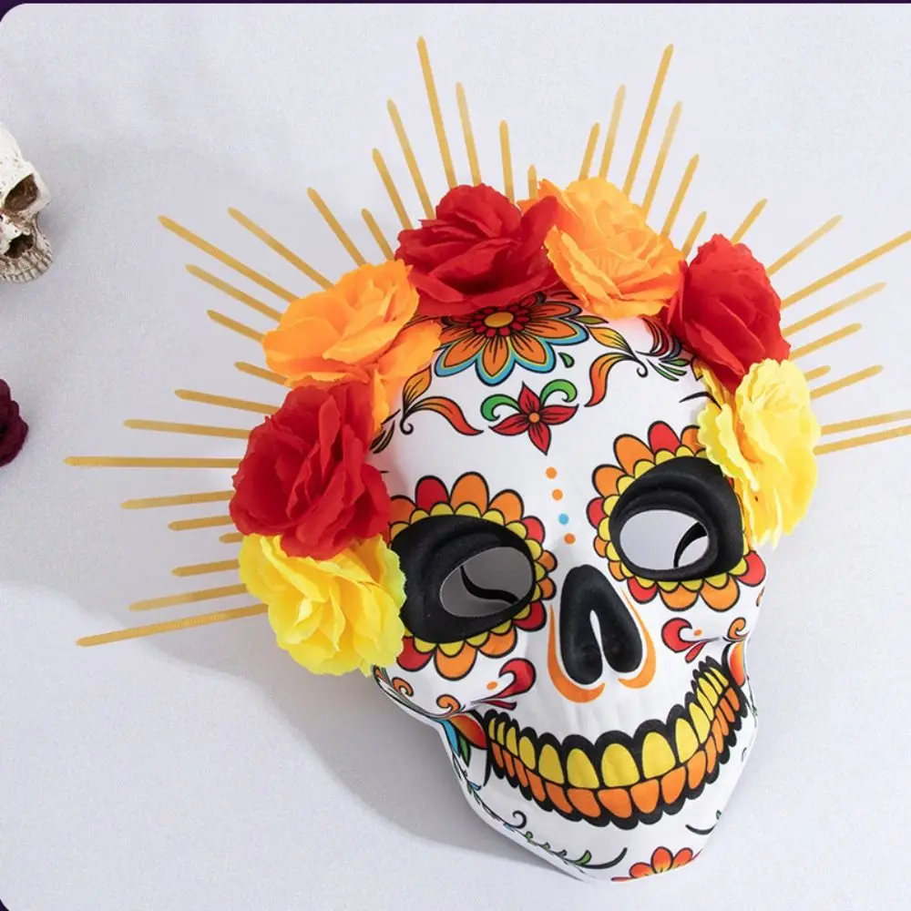 Halloween Mexican Day of The Dead Mask EVA Full Mask Halloween Party Mask Headwear Three-dimensional Skull Mask Carnival