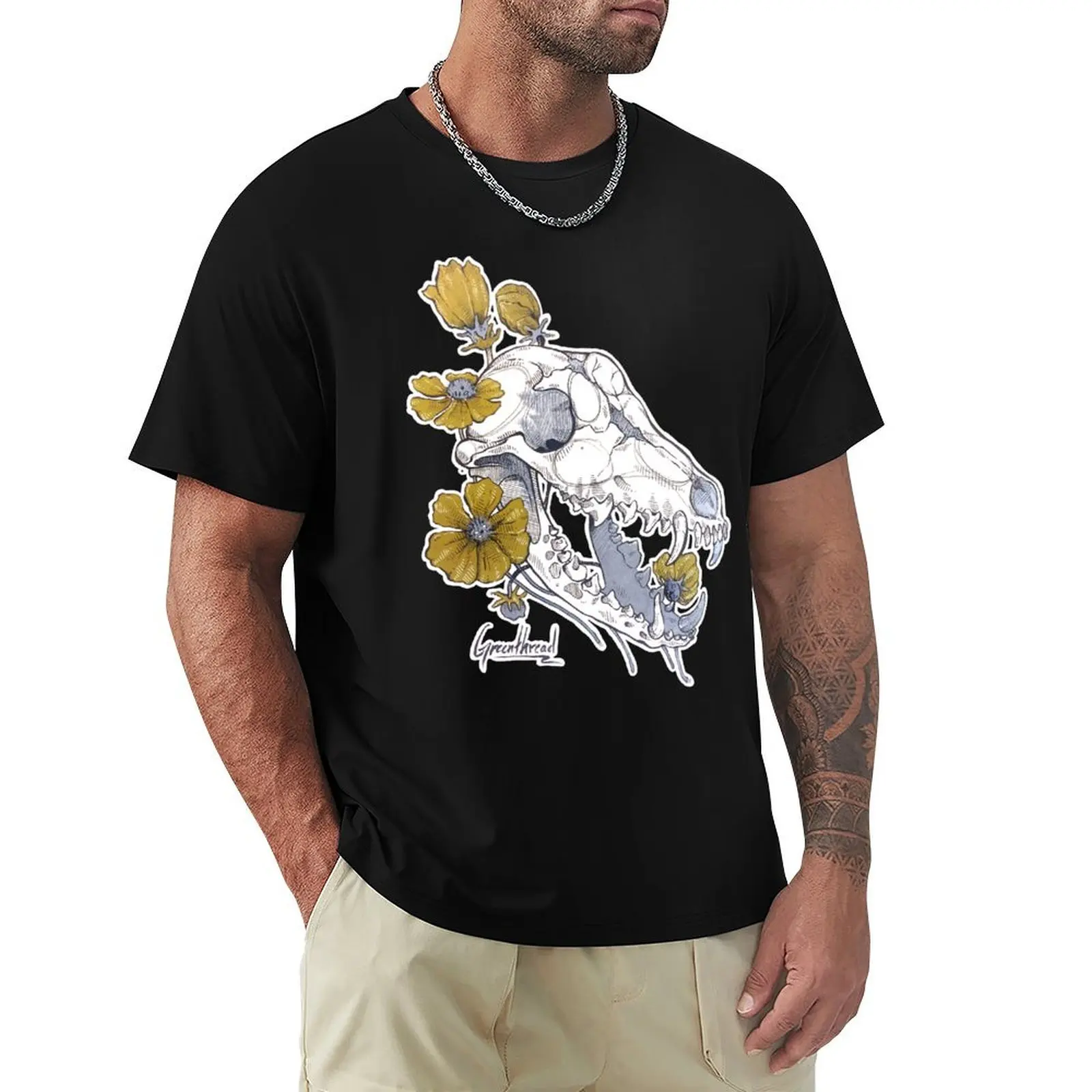 

MorbidiTea - Greenthread with Coyote Skull T-Shirt funny shirt cotton anime figures shirts graphic tee men