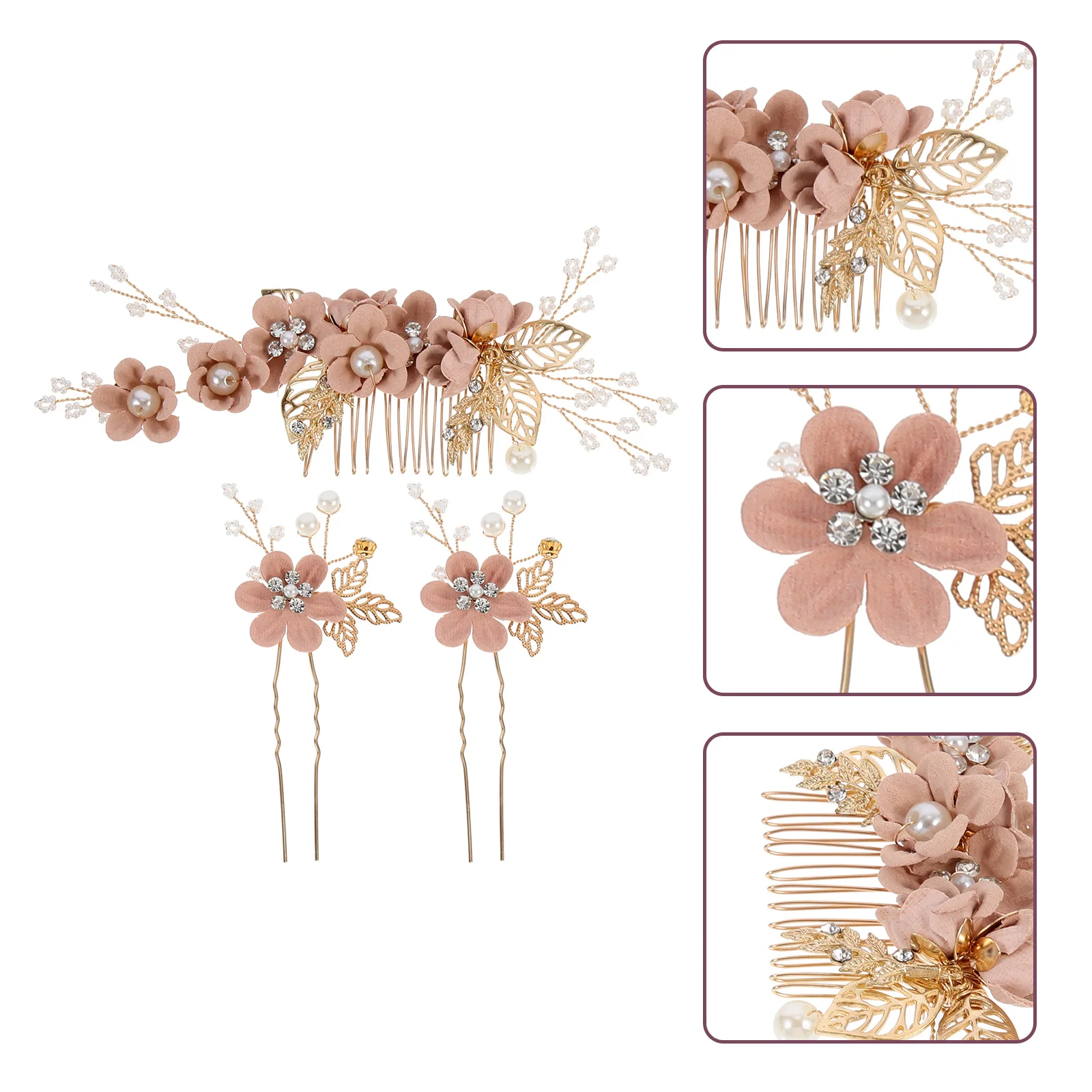 3Pcs Elegant Flower Bridal Hairpin Set Alloy Hair Accessories Wedding Party Jewelry Bridal Hairpins Wedding Hairpins