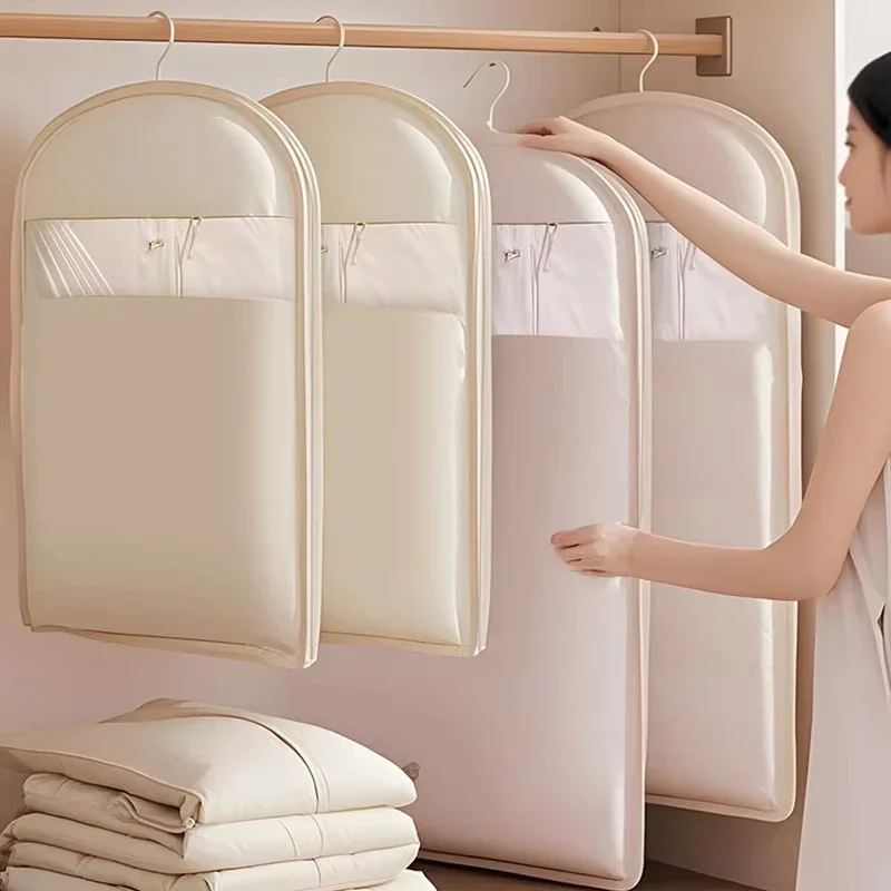 

1pc Down Jacket Compressed Dust Cover Clothes Compression Hanging Bag Household Visible Clothes Storage Bag Wardrobe Organizer