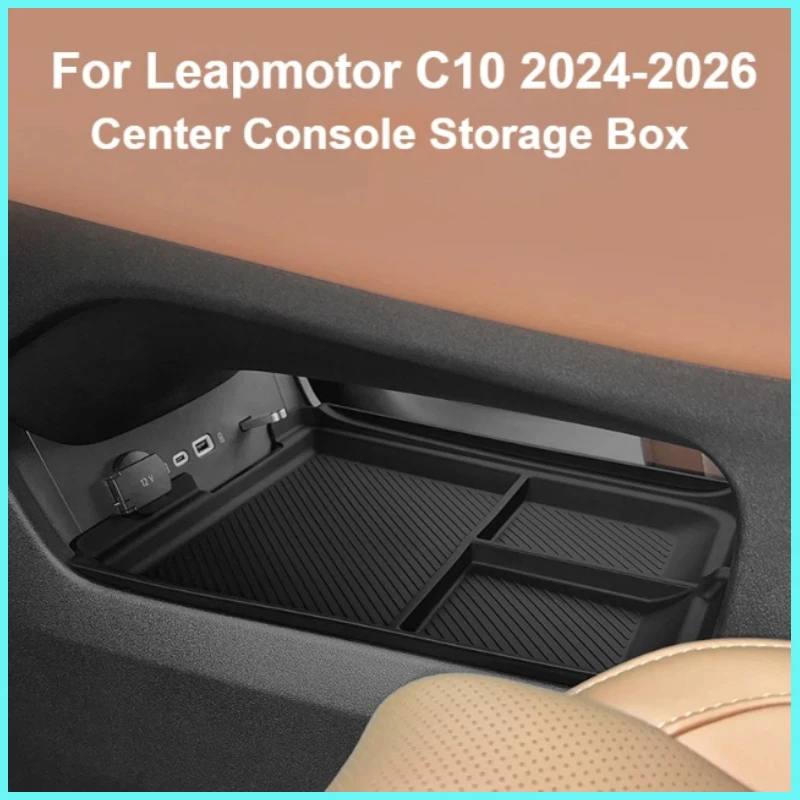 For Leapmotor C10 2024-2026 Center Console Lower Storage Box Armrest Storage Tray Organizer Case Car Interior Decor Accessories
