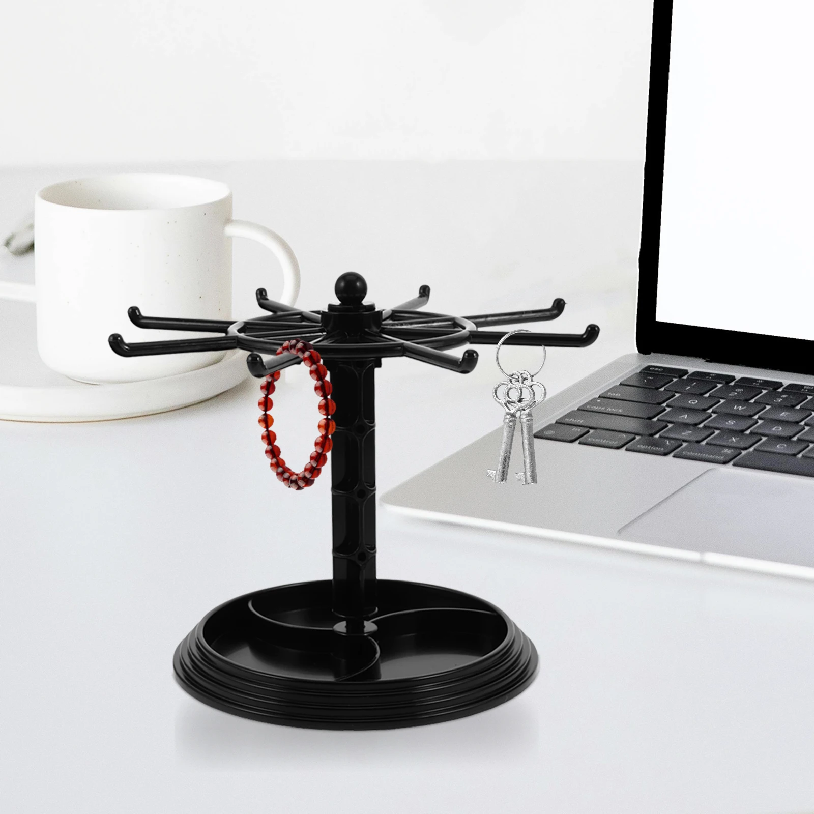 

1PC Rotating Hanging Rack Storage Display Stand Keychain ganizer Earring Necklace Bracelet Vendor Event SpaceSaving Black