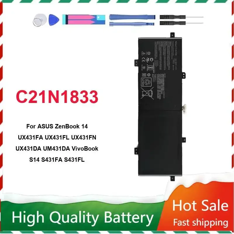 Laptop Battery C21N1833 6150mAh For Asus Zenbook 14 UX431FA UX431FL UX431FN UX431DA UM431DA Vivobook S14 S431FA S431FL