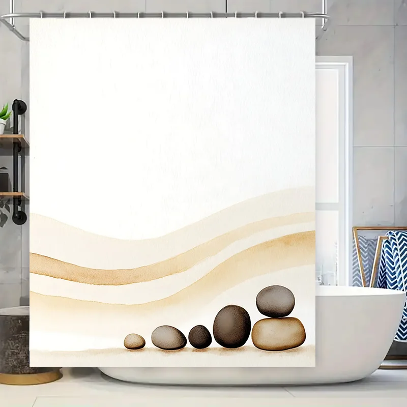 

Natural Stone Series Shower Curtain Spa Style Design for Bathroom Decoration 3D Printing Waterproof Fabric Size: Various Options