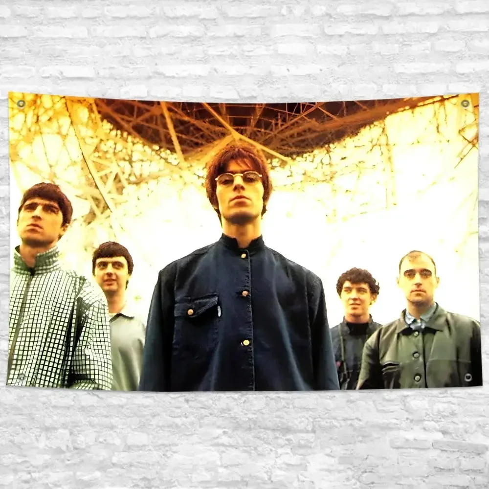 Berühmte Rockband O-Oasis Flaggen Vintage Ästhetisches Wandbehang-Banner für Schlafzimmer Wohnzimmer Gemütliche Wandteppich-Dekoration – Detail 4
