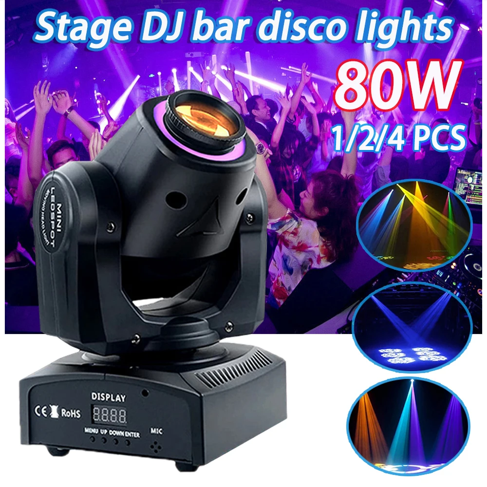 2024 New LED Lights 1/2/4PC 80W DJ Disco Shaking Head Flash Moving Head Spotlight Pattern Lights Club Event Performance Ballroom