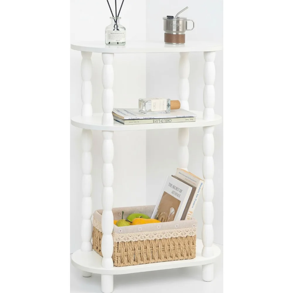 

Тонкий трехъярусный приставной столик, узкий столик с открытыми полками для небольших помещений, спальни и гостиной (белый)