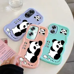 Panda Fashion Phone Case for OPPO A16K A17 A38 A57 A58 A60 A76 A58 A78 A79 A98 4G 5G Soft Coque Wavy Edged Cover Protect Shell