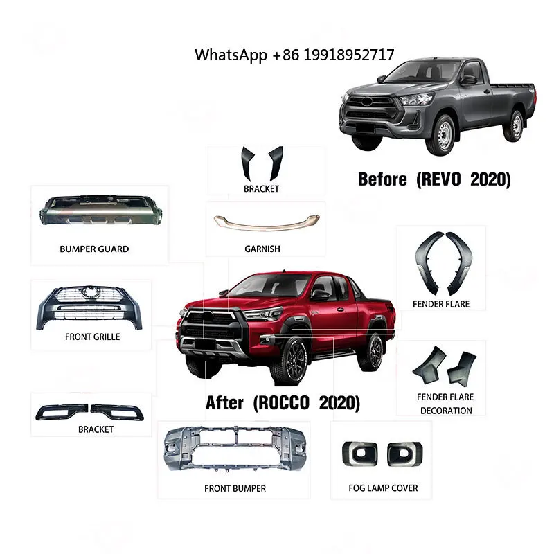 DongSui 4X4 Off Road New Black Sport Luxury Style Car Body Kit  for Hilux  Revo 2021 Upgrade to for Rocco 2021 JJ715