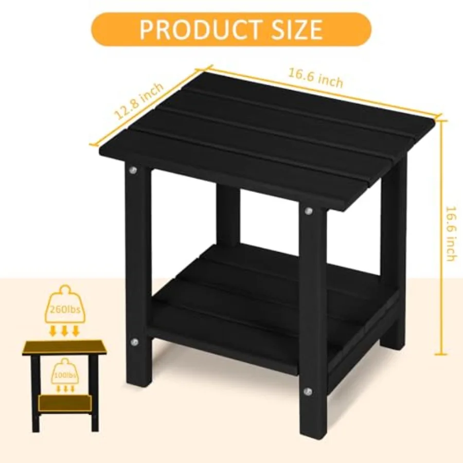 Adirondack Chair with Table, Cushion Cup Holder HDPE Folding Outdoor Fire Pit Chair, Wood-Like Grain, Beige for Patio, Porch, P