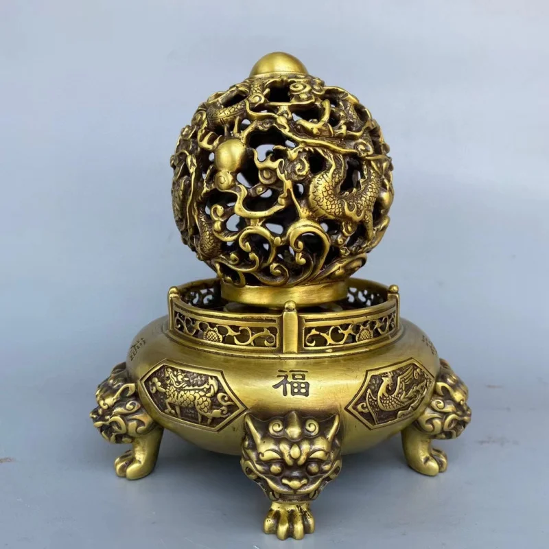 All-brass nine-turning-dragon ornaments, Chinese-style home entrance and office decorations, gifts for opening a business or hou