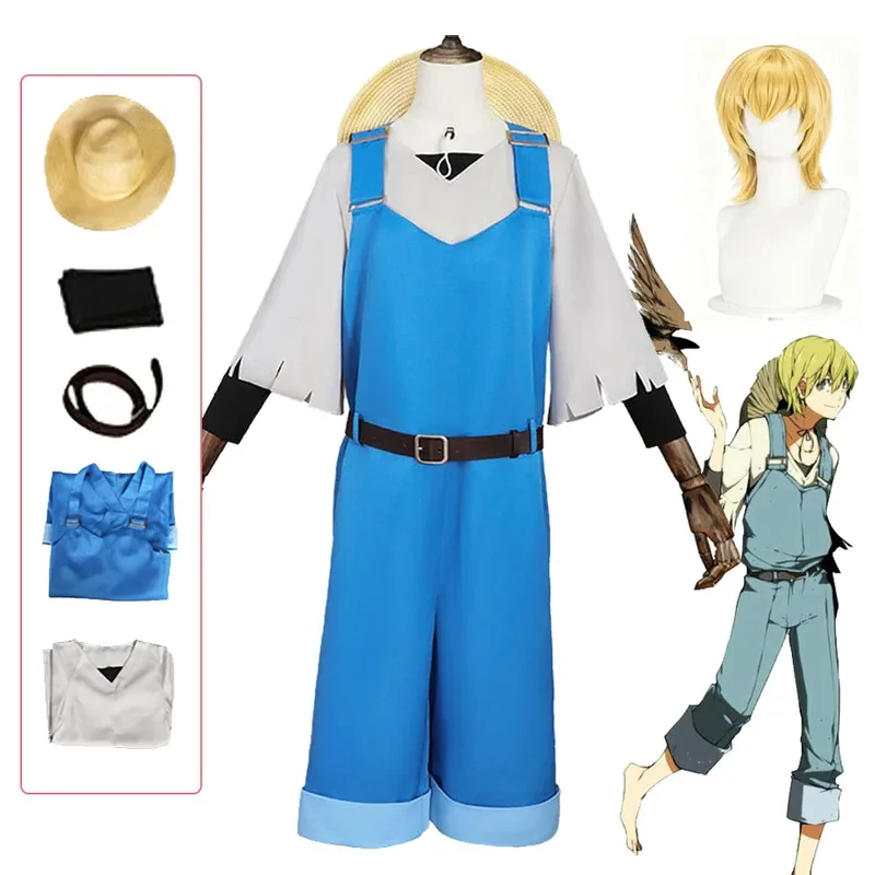 

ADFF15Anime Bungo Stray Dogs Miyazawa Kenji Cosplay Blue Suit Man Woman Strap Pants Top Outfit Halloween Party Comic Con Stage C