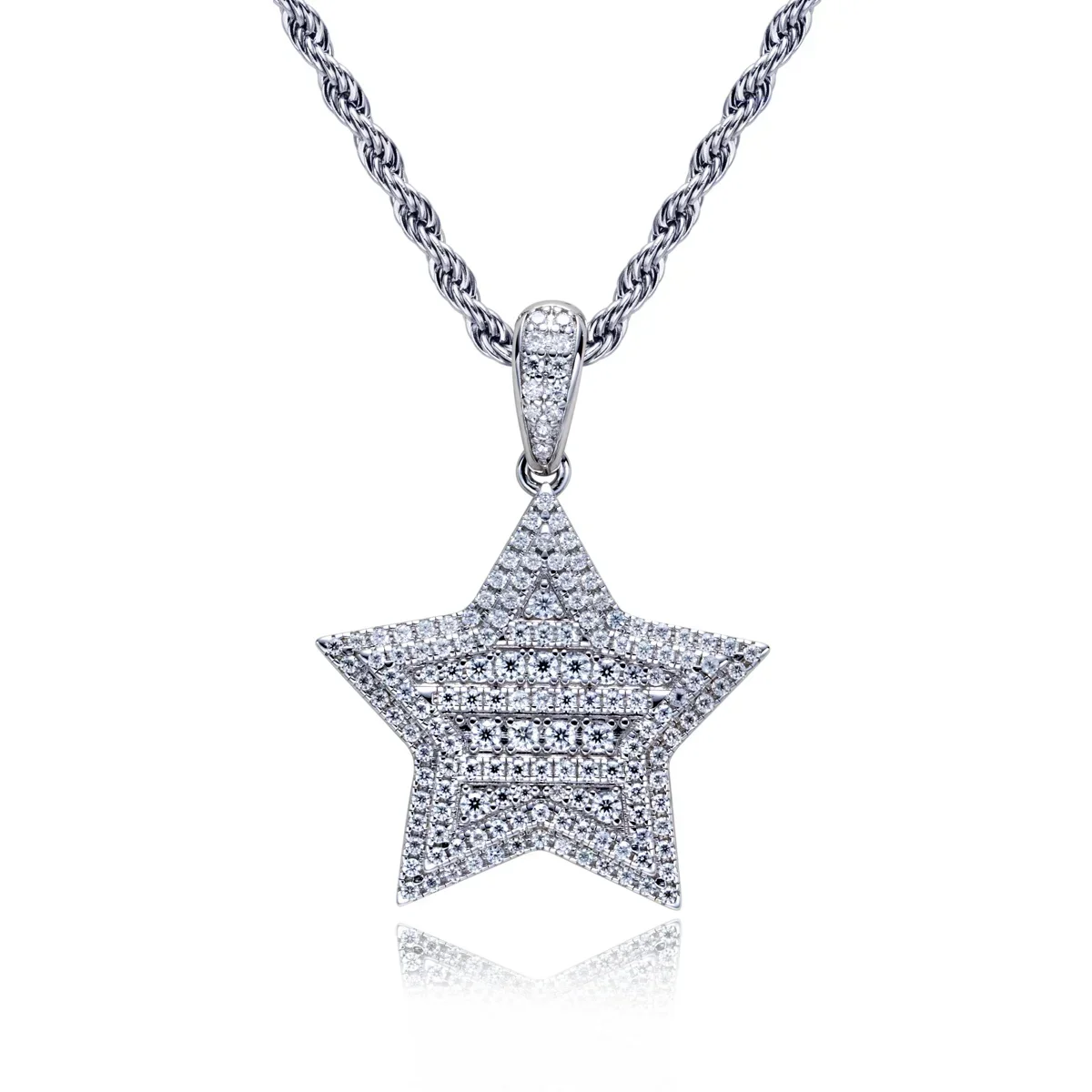 FCGJHW Moissanite Rock Star Pendant Hip Hop Necklace S925 Sterling Silver Chain 60 CM Dope Gifts for Men Statement Jewelry 2026