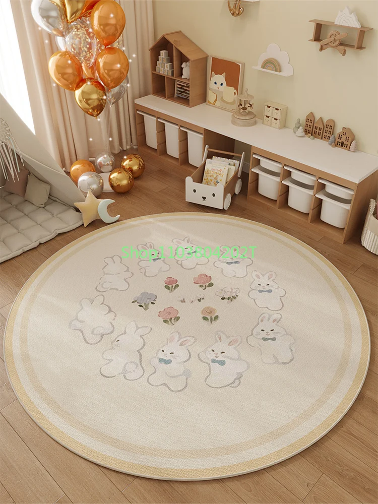 round Carpet Children's Room Cream Style Room Reading Area Cartoon Bedroom Living Room Computer Climbing Pad Swivel Chair Floor