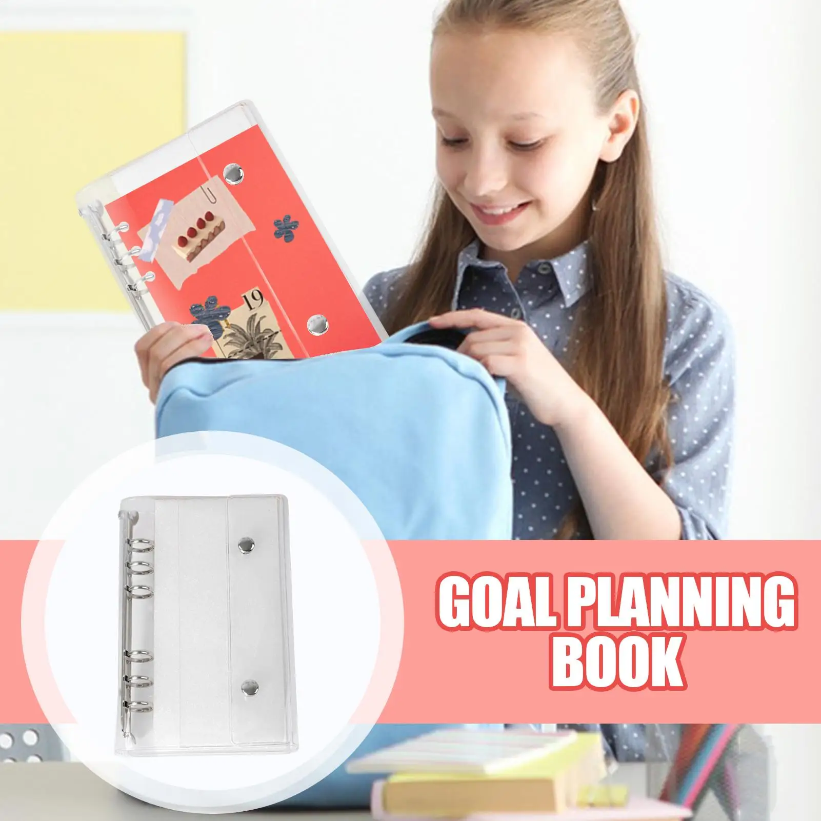 أغطية الموثق الشفافة A6/A7 6-حلقة واضحة بولي كلوريد الفينيل دفتر إغلاق الموثق غطاء مجلد أوراق فضفاضة لصور القصاصات