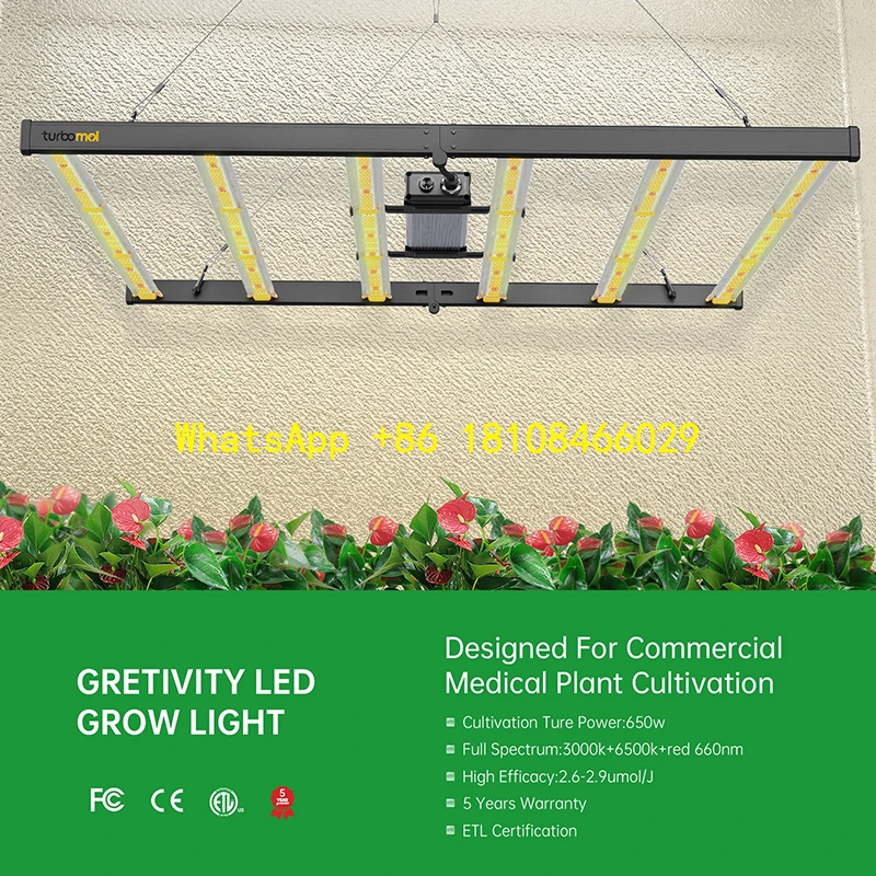 

Factory Direct for Indoor Plants Growth Customizable 650W 6 Bar Octopus Foldable Grow Light Full Spectrum