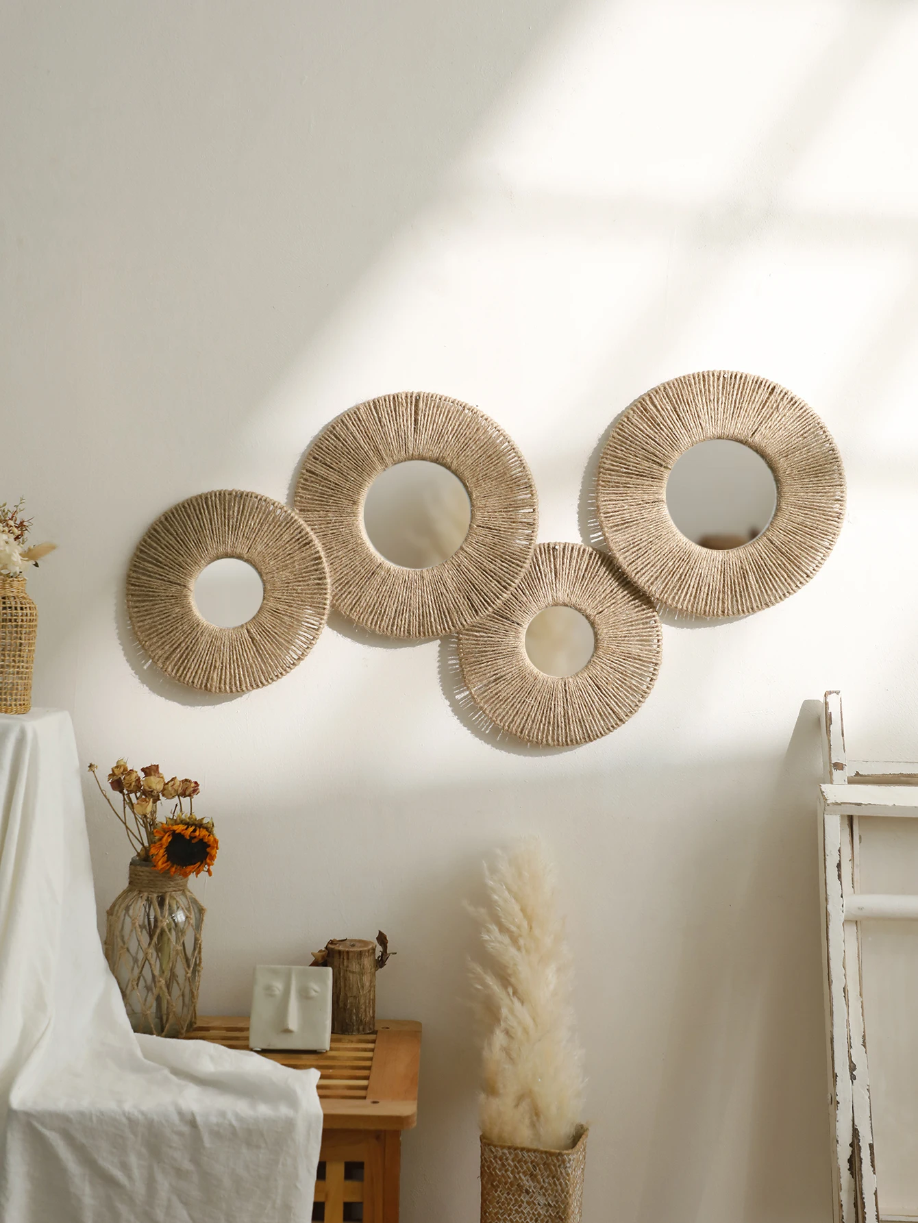 Specchio Rotondo Da Parete In Legno – Diametro 91,4 Cm, Con Cornice Marrone, Per Bagno, Camera Da Letto E Soggiorno, Facile Da Appendere - 2
