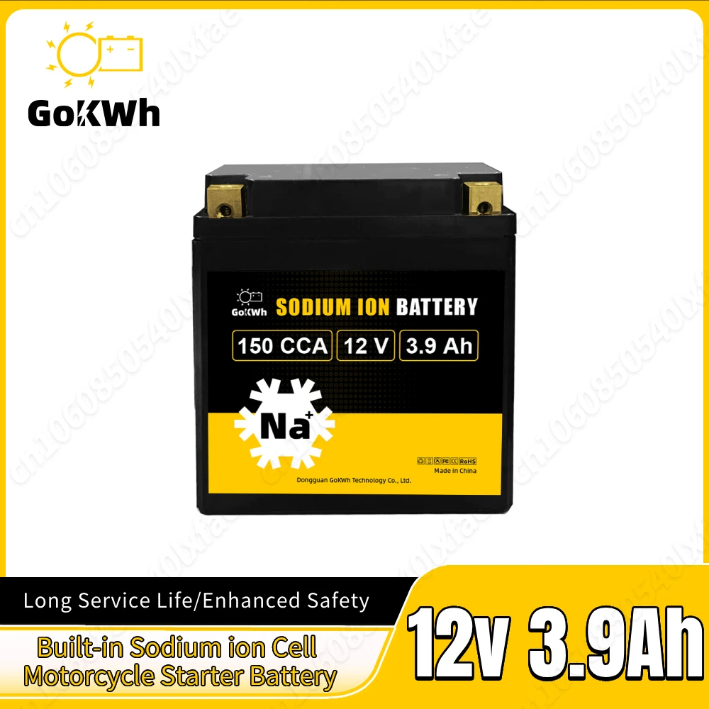 بطارية بداية الدراجة النارية GoKWh-Lithium Ion ، 12V 3.9Ah ، عمر خدمة طويل ، خلية قابلة لإعادة الشحن للدراجة النارية سكوتر ATV UTV