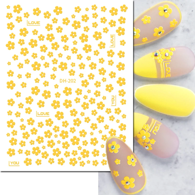 3d Nail Art Decals Summer Red Black White Petals Florals Flowers Fruits Nail Stickers Decoration For Nail Tips Beauty - Image 5